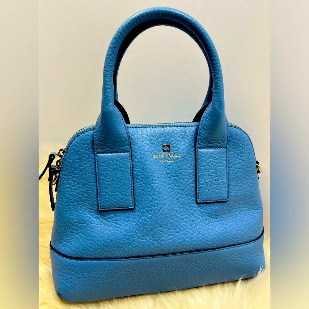 Kate Spade New York Southport Ave Morning Glory Blue Satchel Pebbled Leather